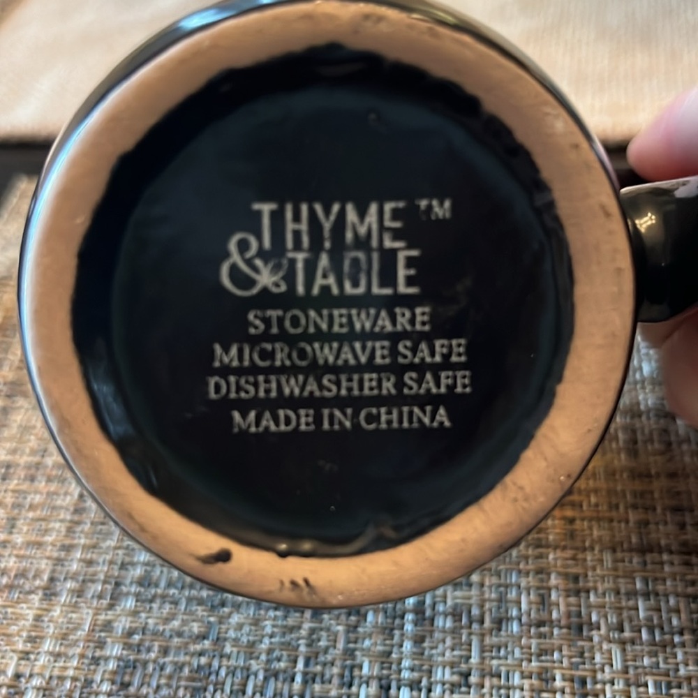 Coffee/tea mug black with gold trim on the top made by Thyme & Tadle - Picture 7 of 7